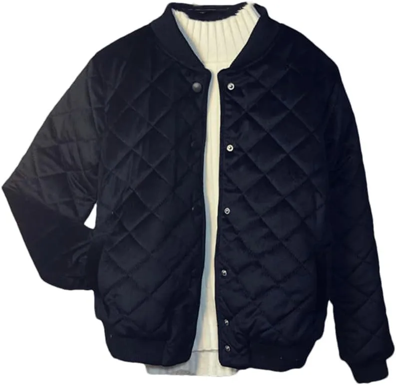 Women Bomber Jacket Spring Autumn Zipper Long Sleeve Coat Cotton-Padded Outwears with Pockets