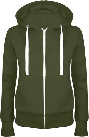 Women Hoodies Long Sleeve Sweatshirts Oversized Solid Casual Full Zipper Jackets Winter Clothes 2023 Fashion Outfits