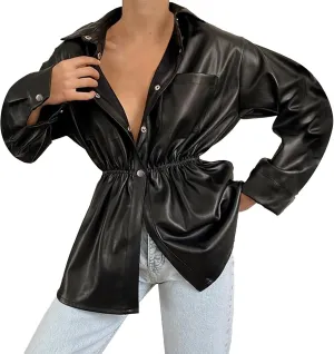 Women Leather Jacket Stand-Up Collar Zipper Stitching Solid Color Jacket Faux Leather Jacket Women Faux Leather