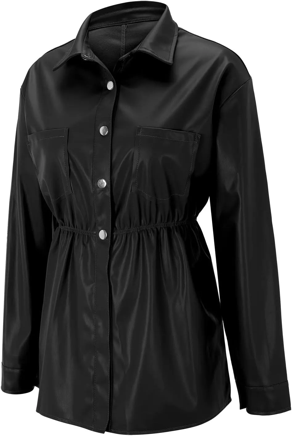 Women Leather Jacket Stand-Up Collar Zipper Stitching Solid Color Jacket Faux Leather Jacket Women Faux Leather