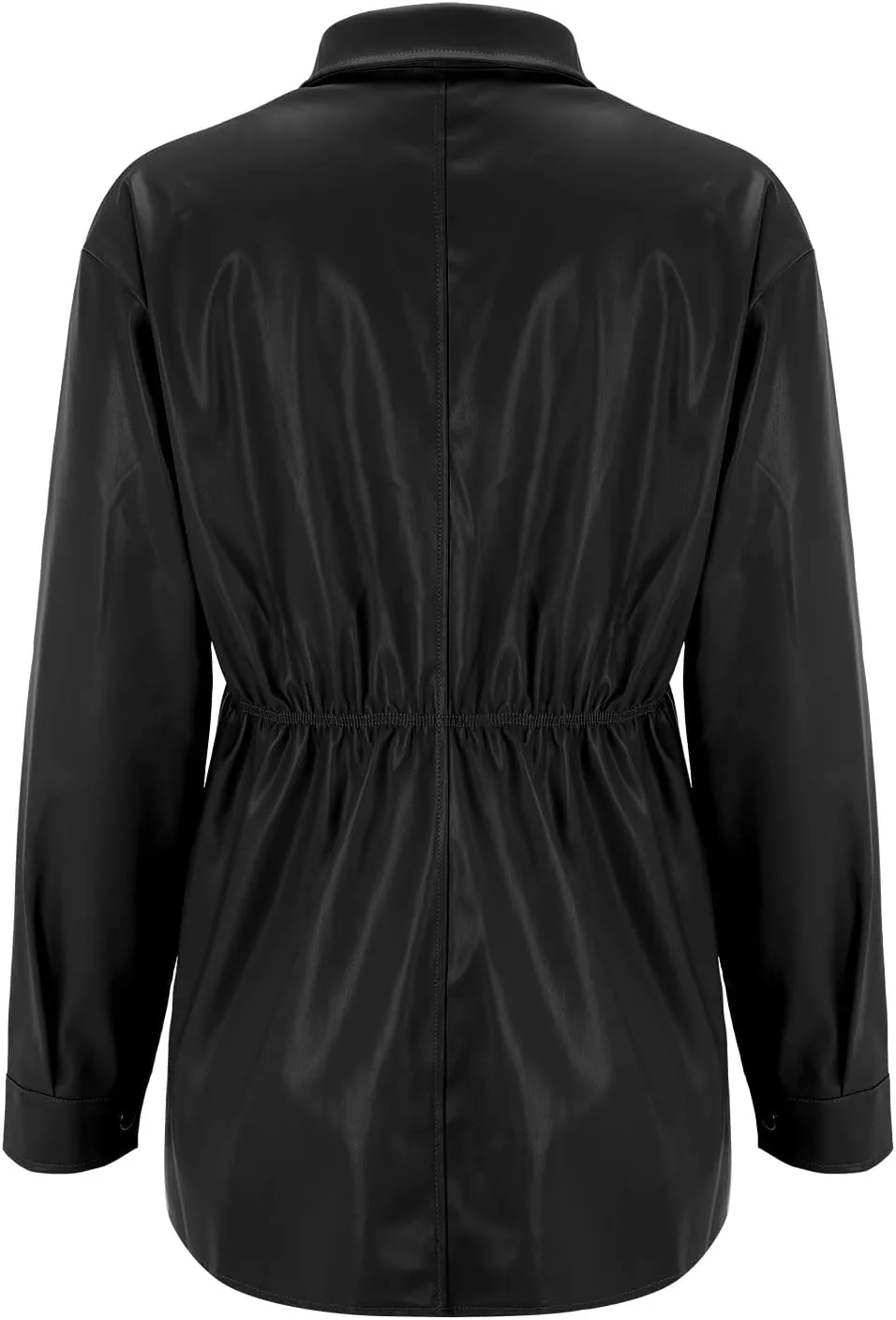 Women Leather Jacket Stand-Up Collar Zipper Stitching Solid Color Jacket Faux Leather Jacket Women Faux Leather