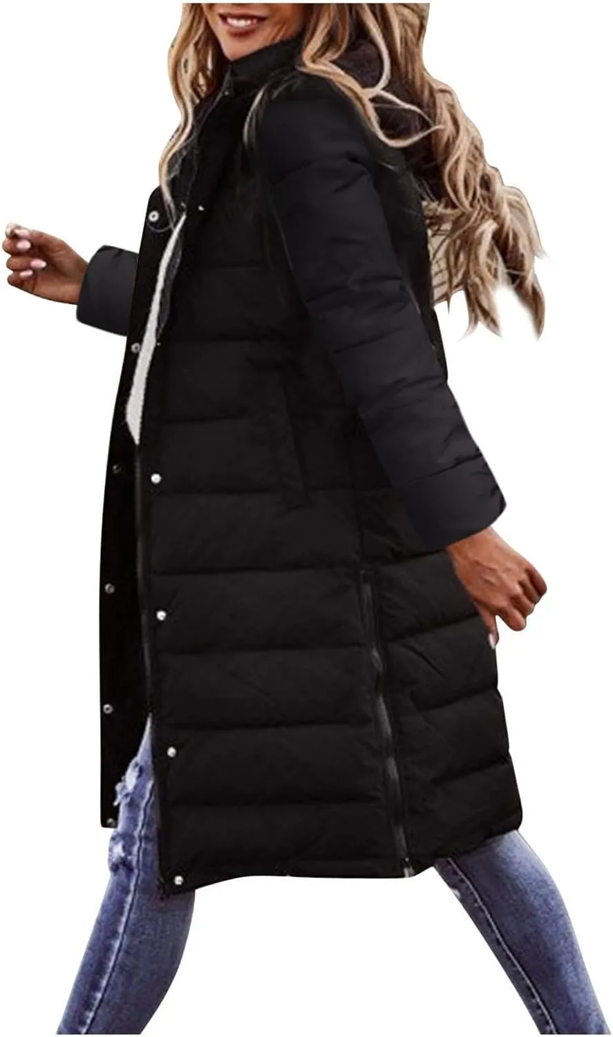 Women Lightweight Puffer Vest Packable Long Winter Coat Zip Up Quilted Jackets Hooded Sleeveless Plus Size Warm Vest