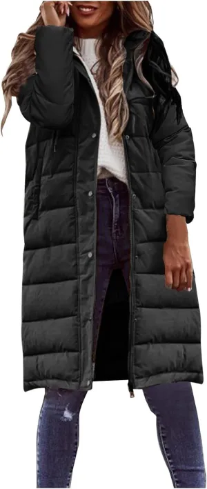 Women Lightweight Puffer Vest Packable Long Winter Coat Zip Up Quilted Jackets Hooded Sleeveless Plus Size Warm Vest