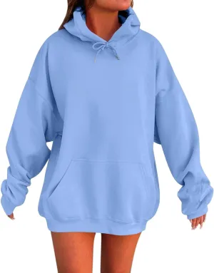 Women Oversized Hoodie Solid Color Drop Sleeve Imitation Cotton Sweatshirt Fashion Y2k Cute Loose Clothes with Pocket