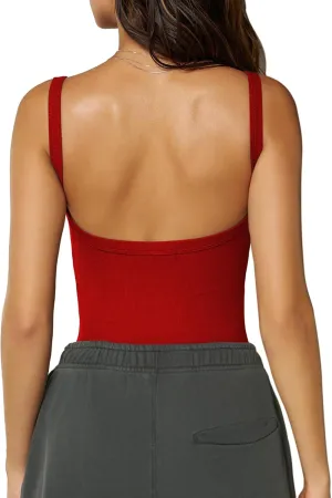 Women Summer Tops Backless Tank Tops Basic Cute 2025 Crew Neck Camisole Spaghetti Strap Going Out Slim Fit Shirts