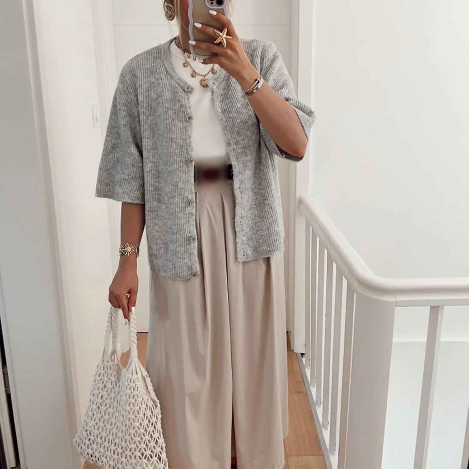 Women Y2K Button Down Sweater Cardigan Knit Crew Neck Short Sleeve Open Front Sweater Lightweight Knitwear Crop Top