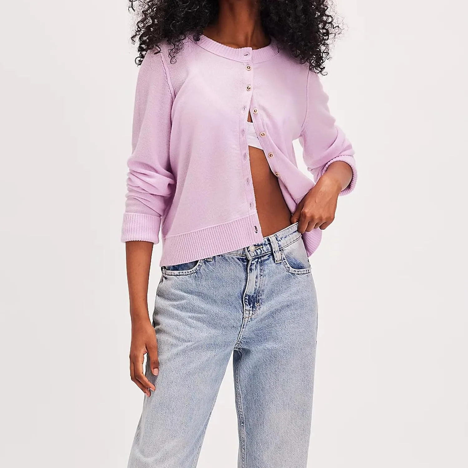 Women Y2k Classic Crop Cardigan Sweater Button Down Long Sleeve Lightweight Knit Basic Shirt Fall Cardigan Tops