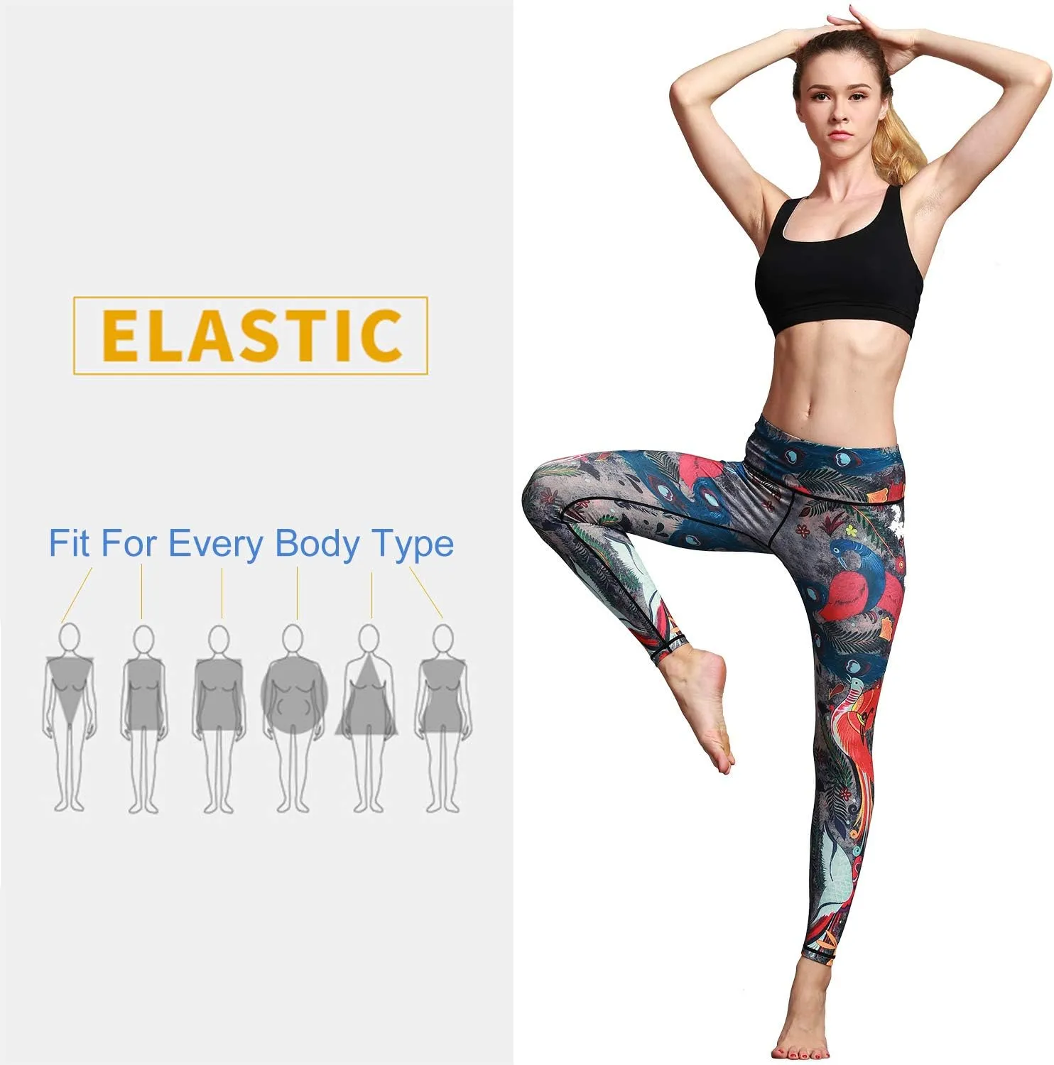 Women Yoga Pants Printed Over The Heel Stirrup Yoga Leggings High Waist Power Flex Capris Leggings for Fitness Running