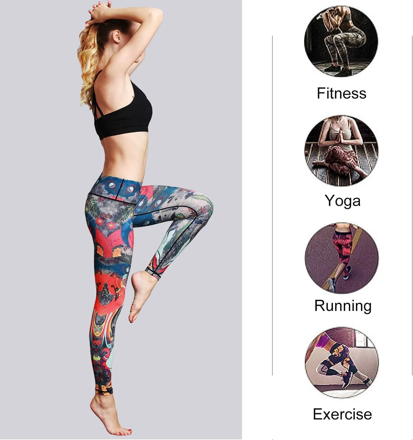 Women Yoga Pants Printed Over The Heel Stirrup Yoga Leggings High Waist Power Flex Capris Leggings for Fitness Running