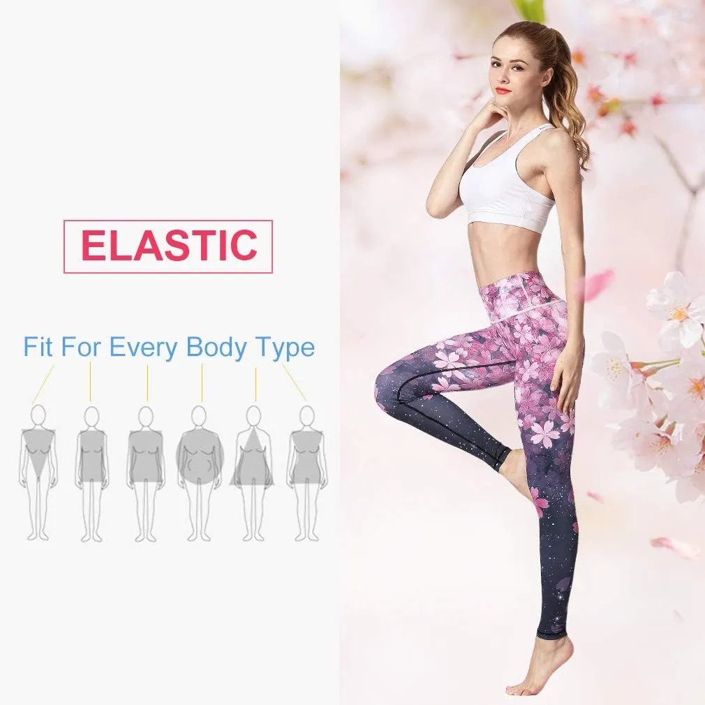 Women Yoga Pants Printed Over The Heel Stirrup Yoga Leggings High Waist Power Flex Capris Leggings for Fitness Running
