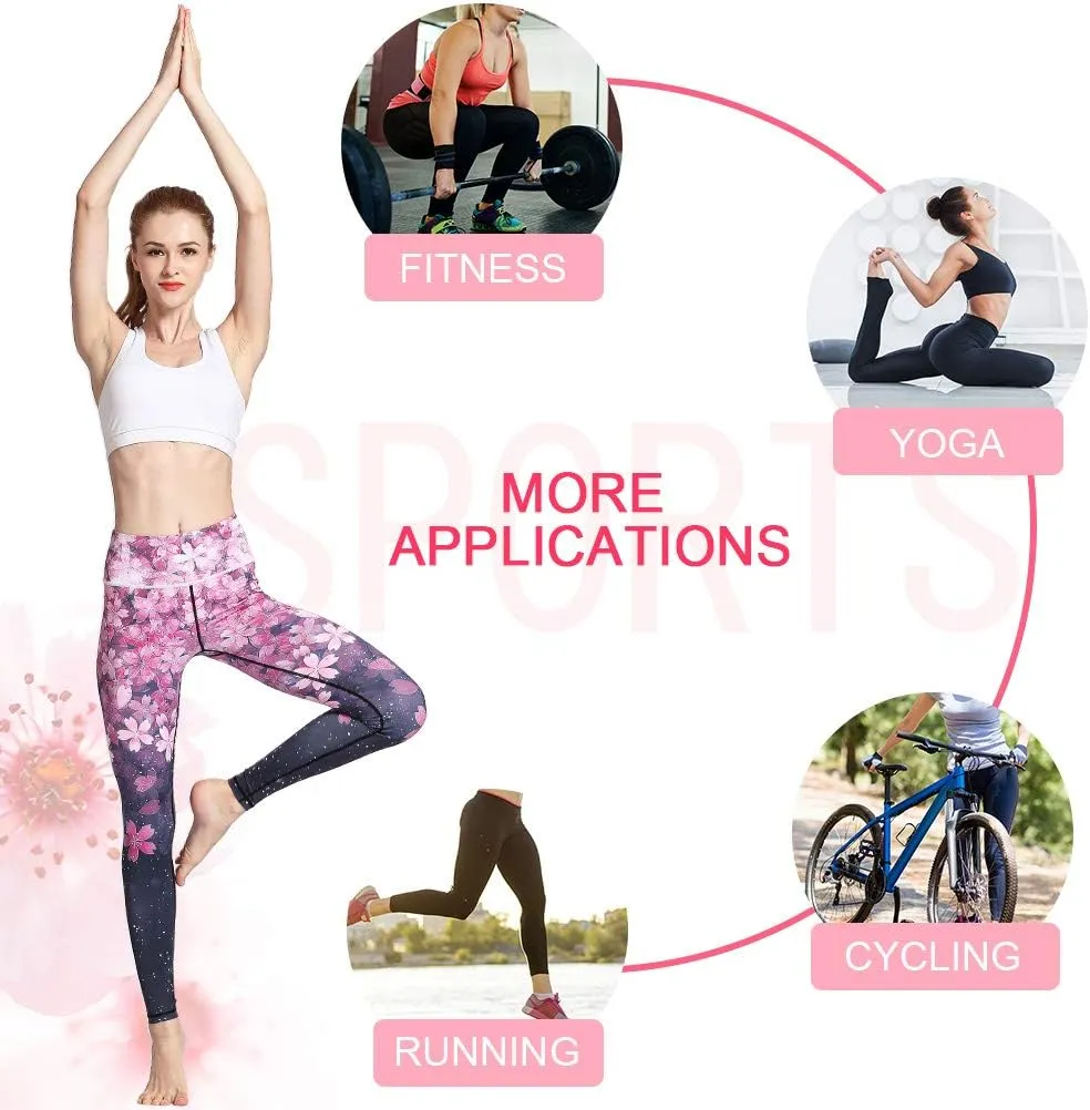 Women Yoga Pants Printed Over The Heel Stirrup Yoga Leggings High Waist Power Flex Capris Leggings for Fitness Running