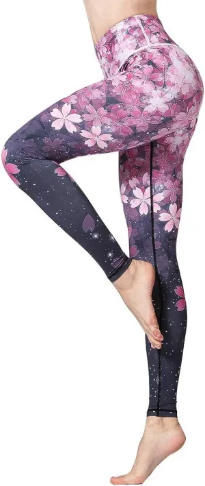 Women Yoga Pants Printed Over The Heel Stirrup Yoga Leggings High Waist Power Flex Capris Leggings for Fitness Running