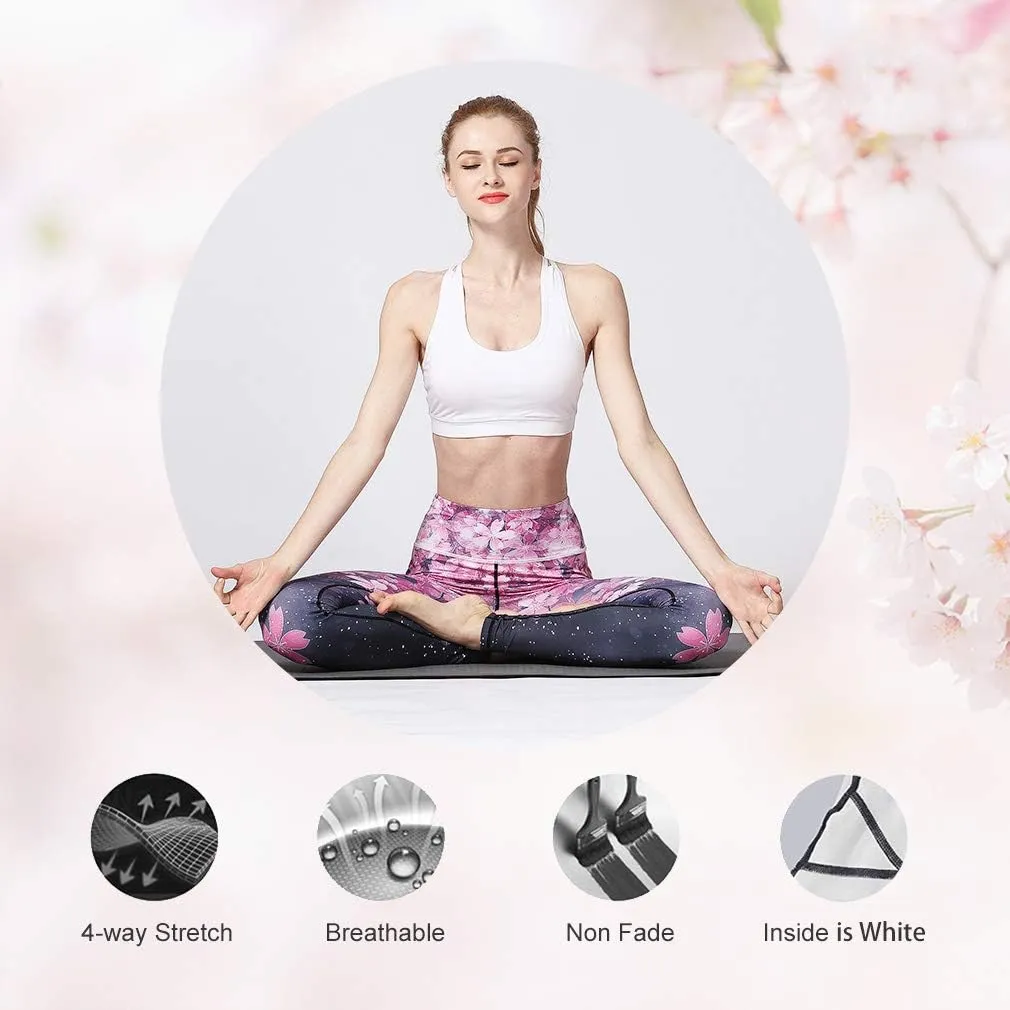Women Yoga Pants Printed Over The Heel Stirrup Yoga Leggings High Waist Power Flex Capris Leggings for Fitness Running