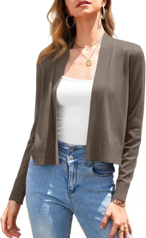 Women's 2025 Trendy Cropped Cardigan Sweaters Dressy Casual Open Front Knit Soft Ladies Short Bolero Shrugs Tops