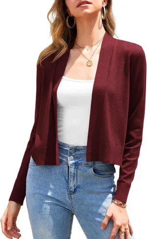 Women's 2025 Trendy Cropped Cardigan Sweaters Dressy Casual Open Front Knit Soft Ladies Short Bolero Shrugs Tops