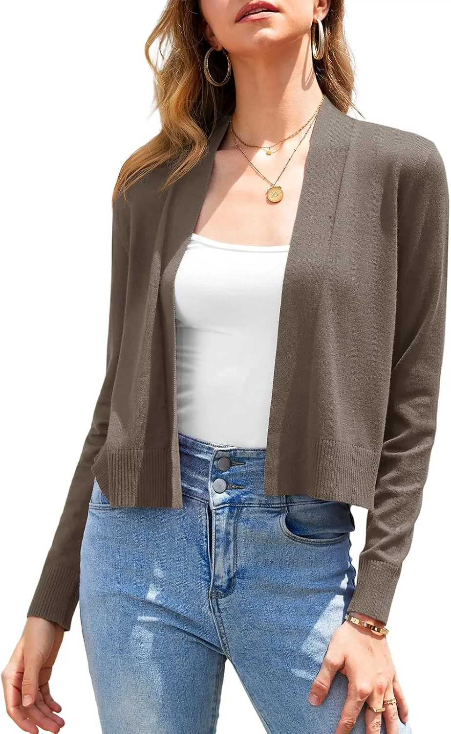 Women's 2025 Trendy Cropped Cardigan Sweaters Dressy Casual Open Front Knit Soft Ladies Short Bolero Shrugs Tops