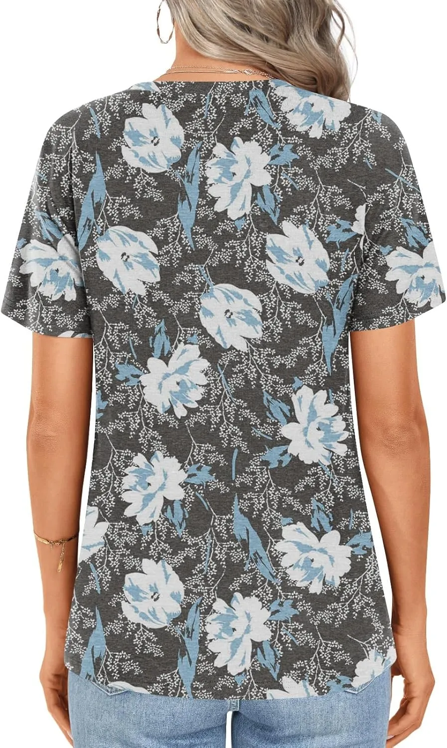Womens 2025 Tunic Summer Casual Tops Short Sleeve Blouses Crewneck Fashion Tshirts M-3XL