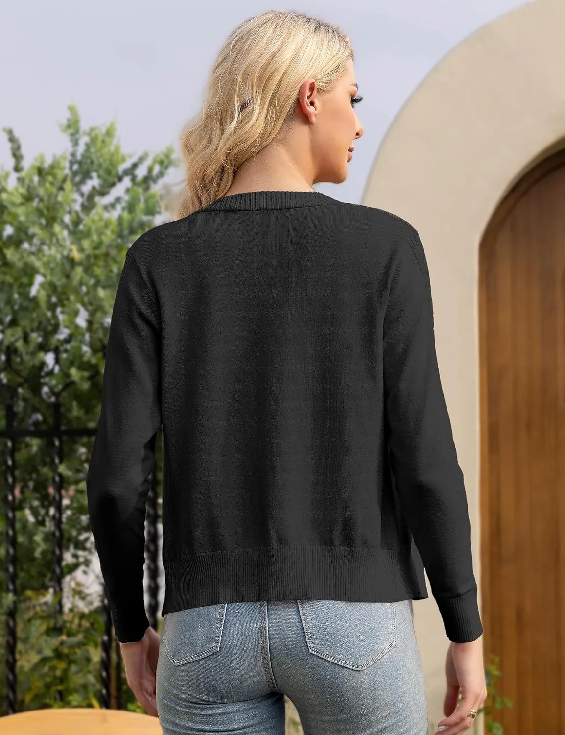 Women's 3/4 Sleeve Cropped Cardigan Sweaters Open Front Bolero Short Shrugs S-XL