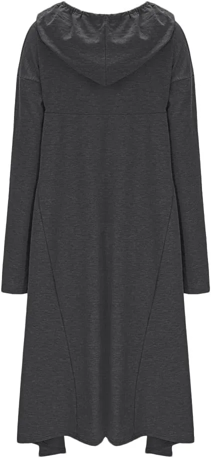 Womens Asymmetric Hem Long Sleeve Loose Casaul Hoodies Sweatshirts Tunic Tops