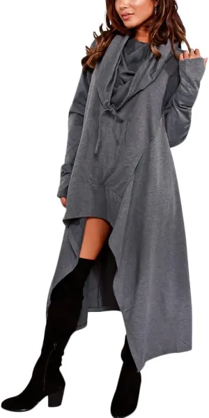 Womens Asymmetric Hem Long Sleeve Loose Casaul Hoodies Sweatshirts Tunic Tops