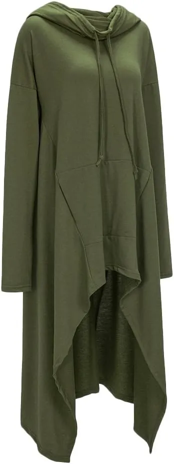 Womens Asymmetric Hem Long Sleeve Loose Casaul Hoodies Sweatshirts Tunic Tops