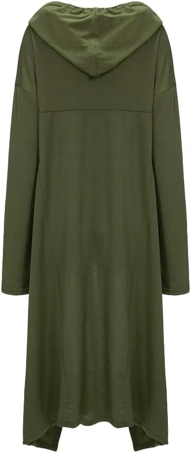 Womens Asymmetric Hem Long Sleeve Loose Casaul Hoodies Sweatshirts Tunic Tops