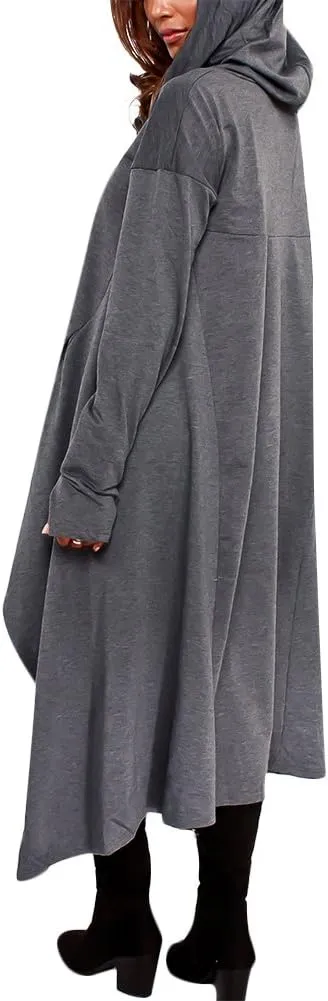 Womens Asymmetric Hem Long Sleeve Loose Casaul Hoodies Sweatshirts Tunic Tops