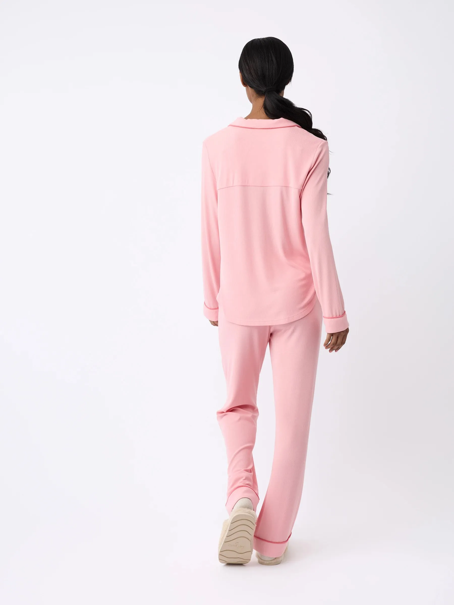 Women's Bamboo Rib-Knit Classic Long Sleeve Pajama Top