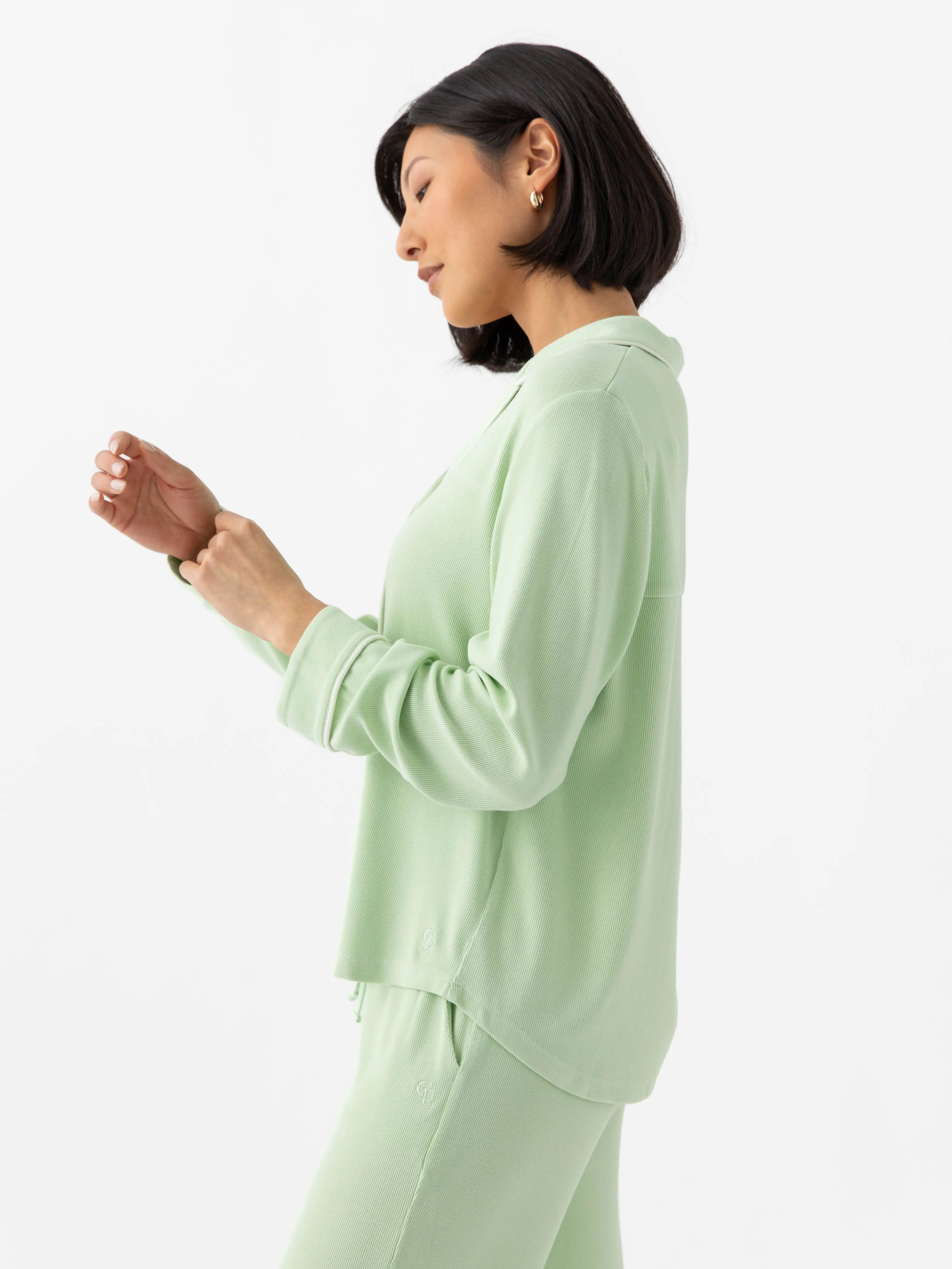 Women's Bamboo Rib-Knit Classic Long Sleeve Pajama Top