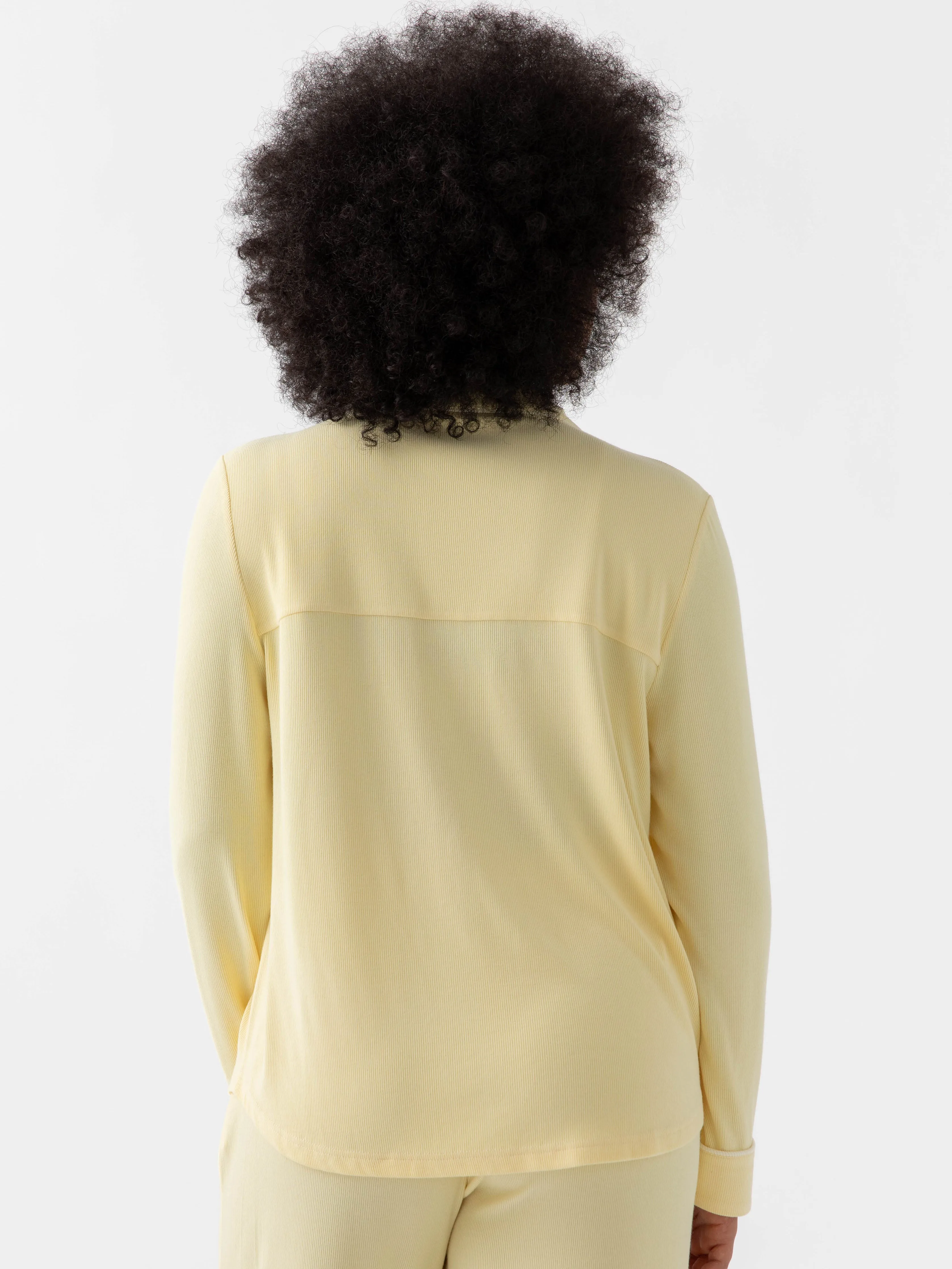 Women's Bamboo Rib-Knit Classic Long Sleeve Pajama Top