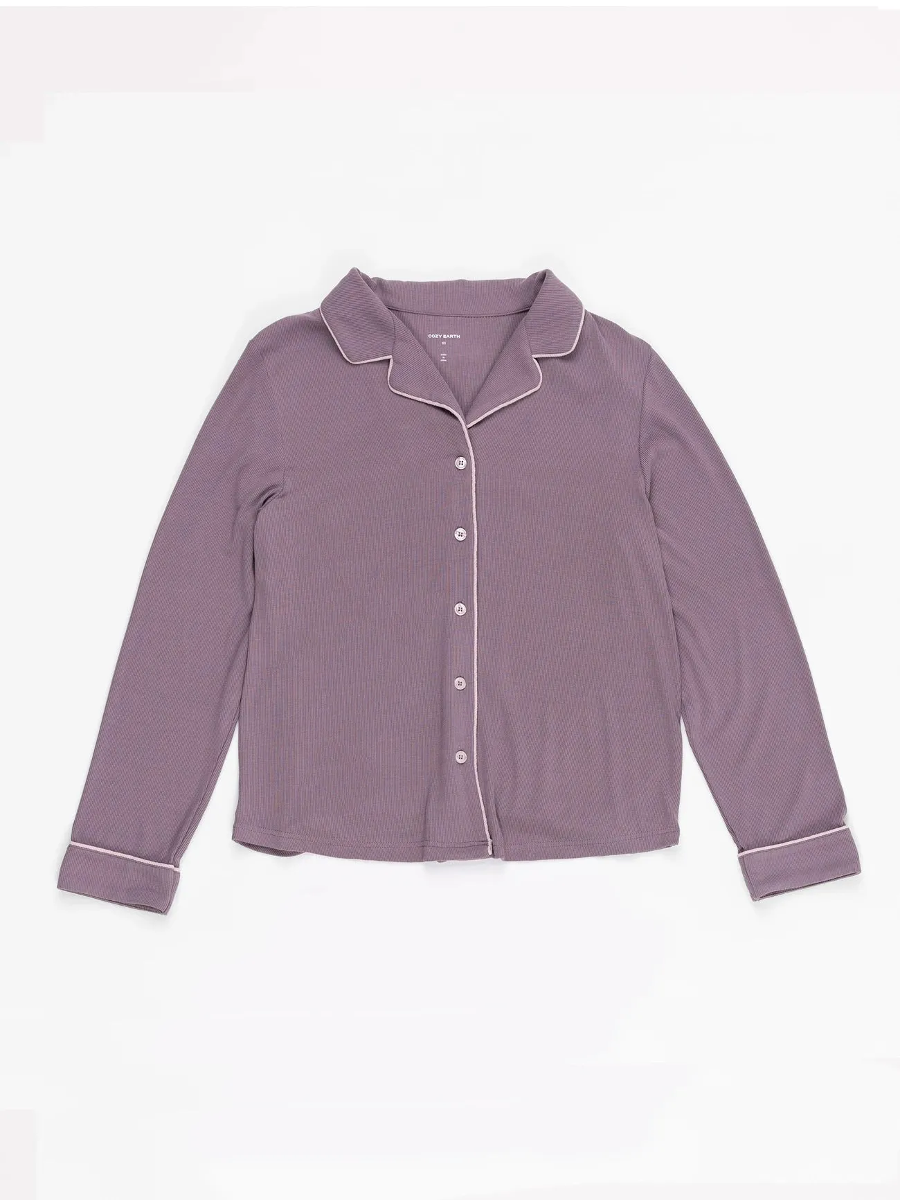 Women's Bamboo Rib-Knit Classic Long Sleeve Pajama Top