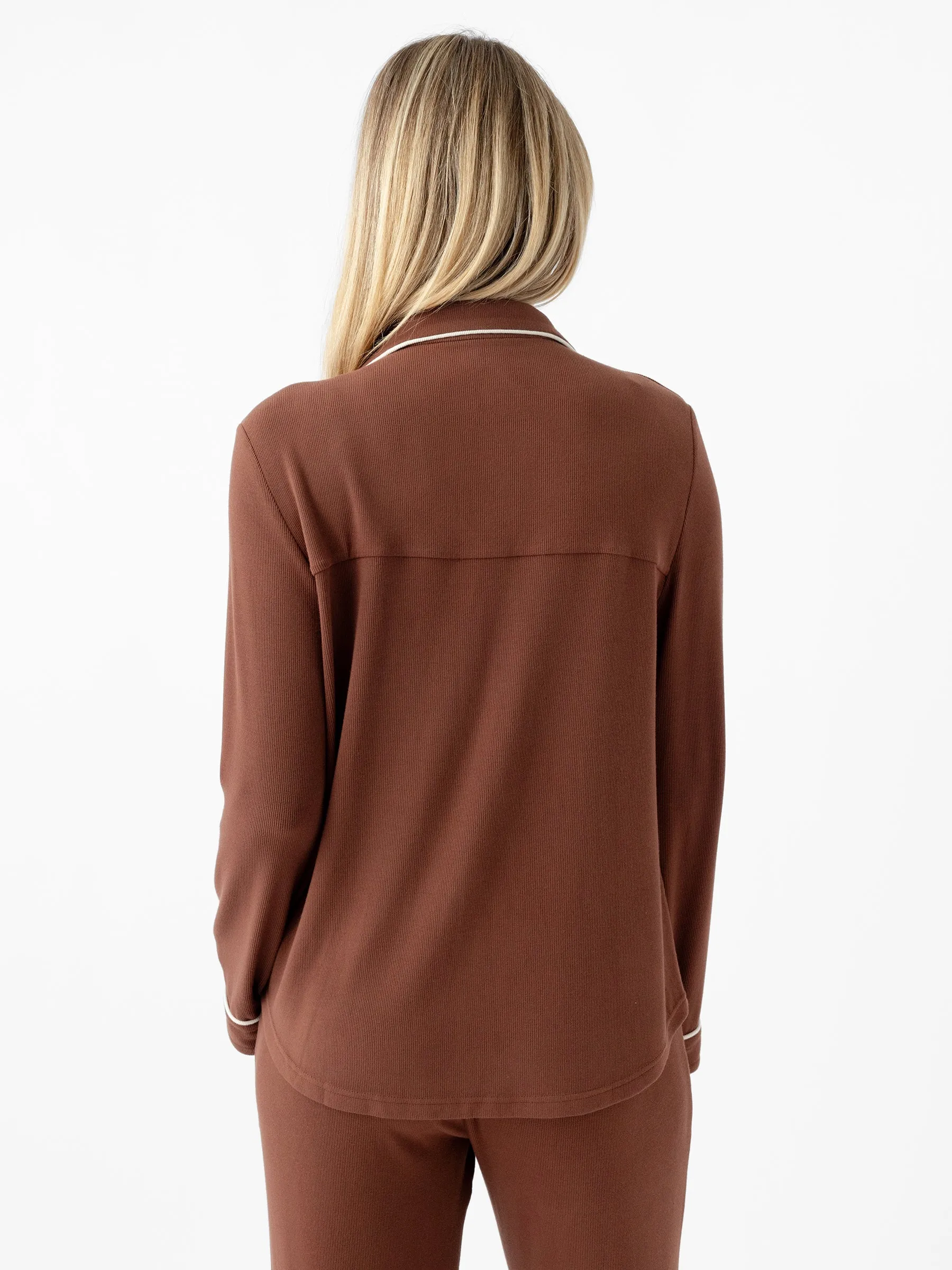 Women's Bamboo Rib-Knit Classic Long Sleeve Pajama Top