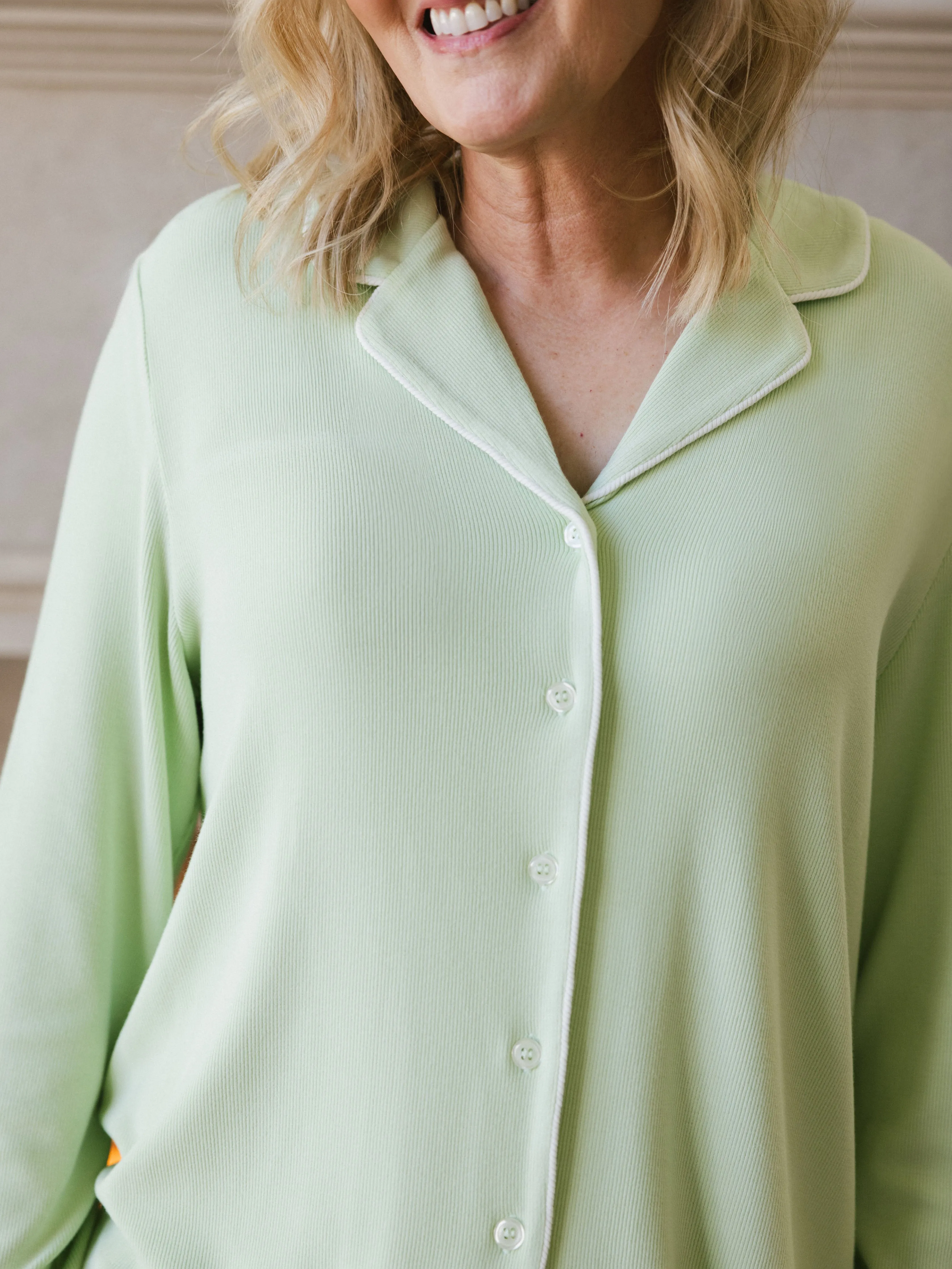 Women's Bamboo Rib-Knit Classic Long Sleeve Pajama Top