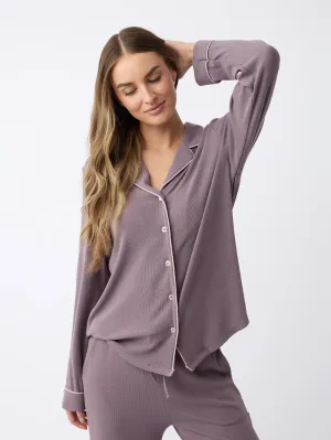 Women's Bamboo Rib-Knit Classic Long Sleeve Pajama Top