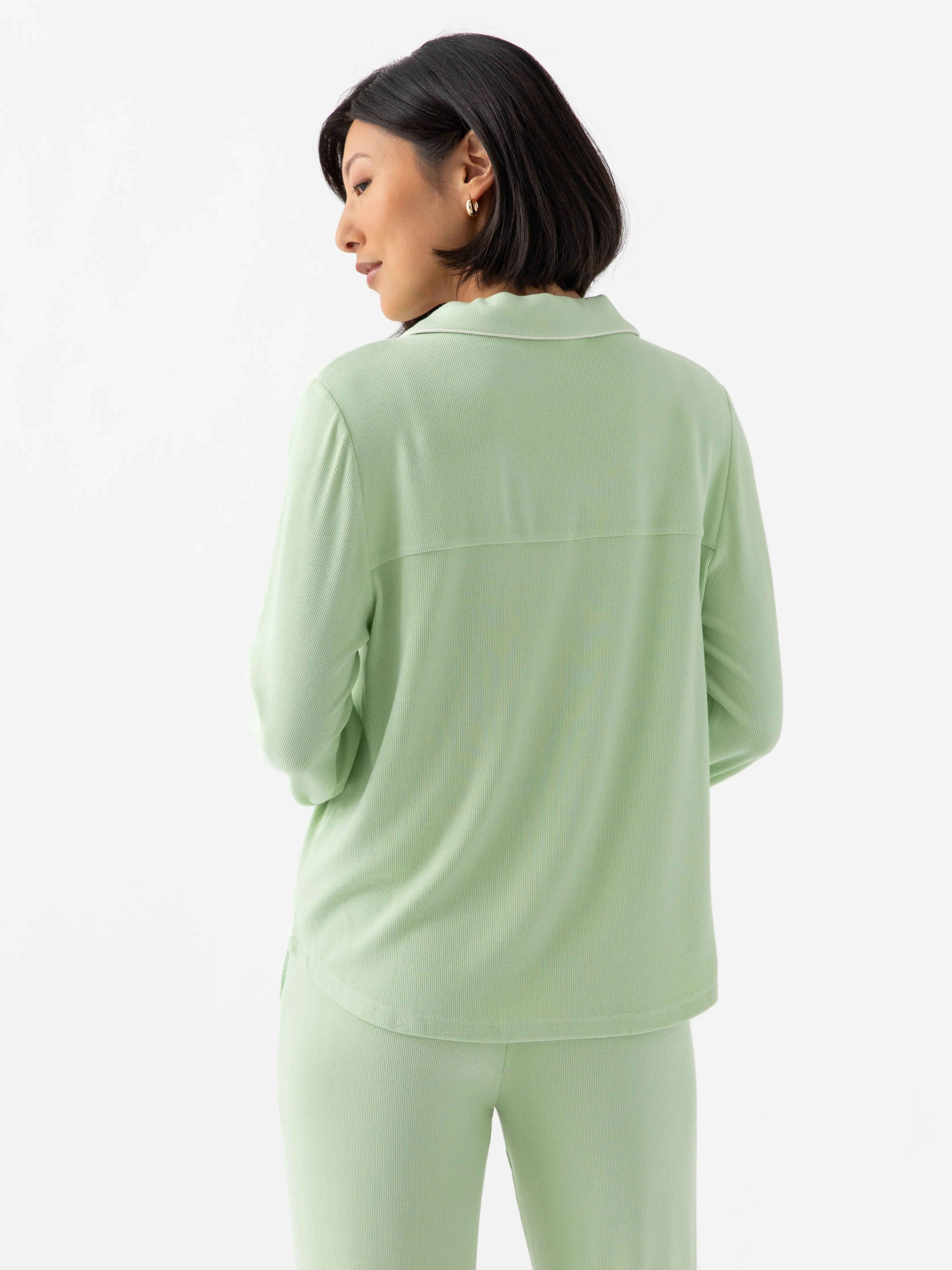 Women's Bamboo Rib-Knit Classic Long Sleeve Pajama Top