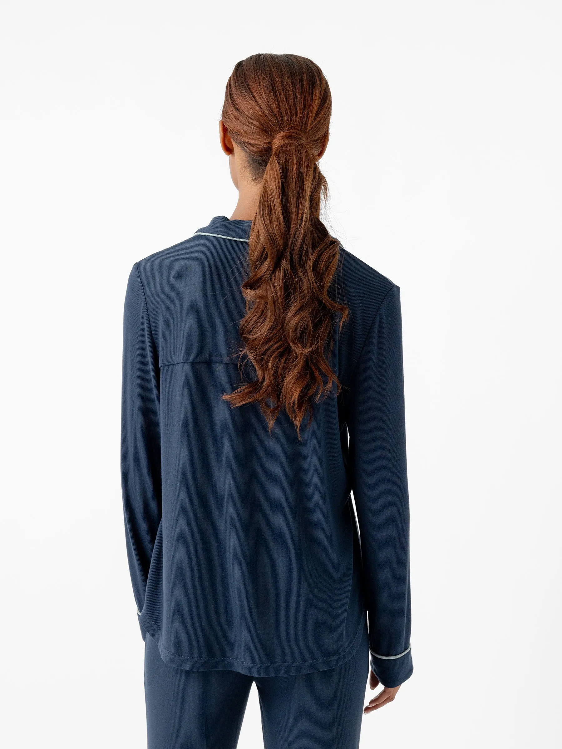 Women's Bamboo Rib-Knit Classic Long Sleeve Pajama Top