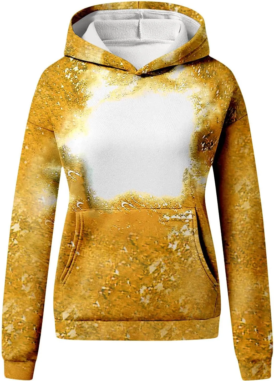 Womens Bleached Blank Print Hoodies Long Sleeve Casual 2024 Fall Oversized Pullover Tops Sweatshirt with Pockets