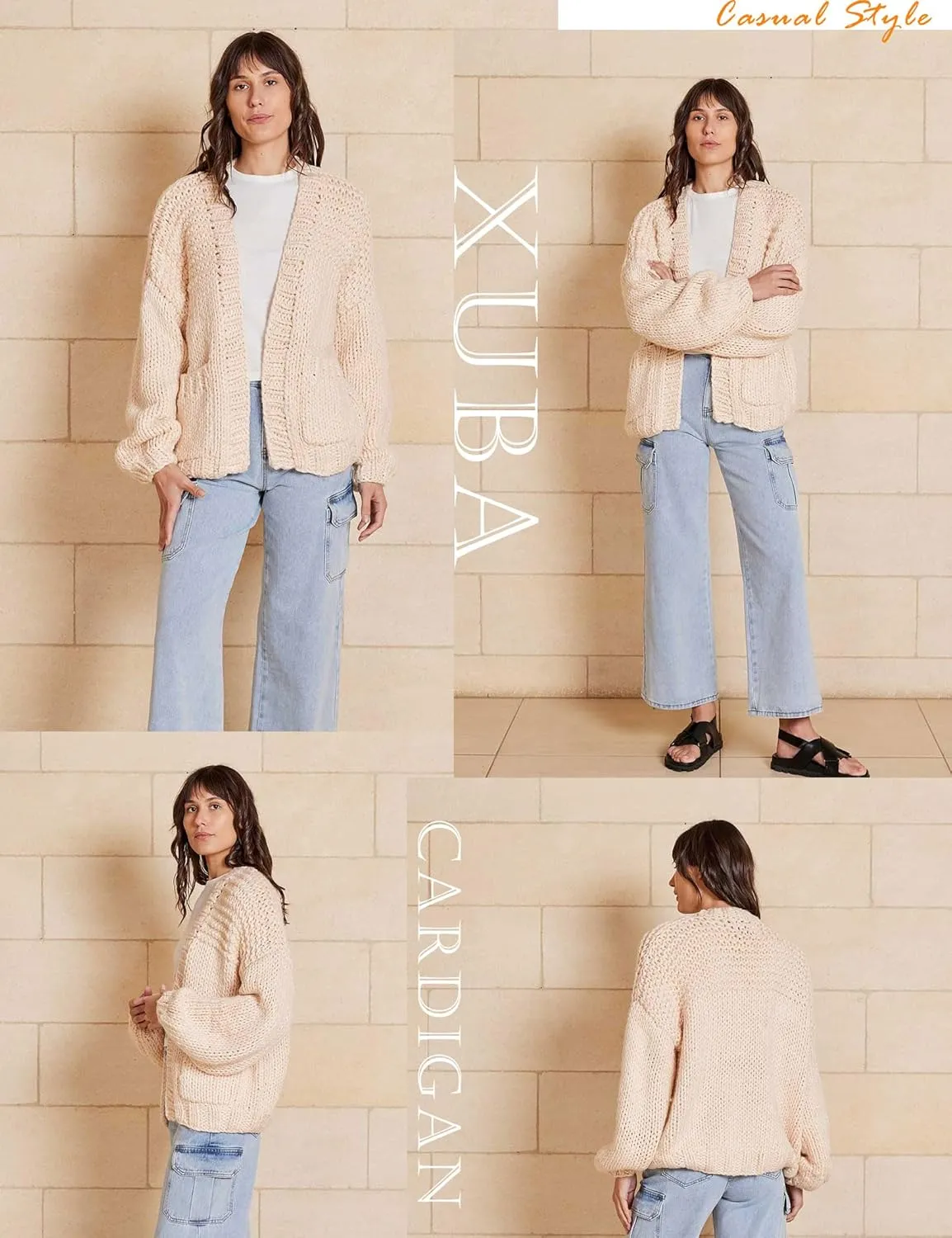 Women's Cardigan Soft Pocketed Long Sleeves Casual Knitted Open Front Cardigans Lightweight Sweaters