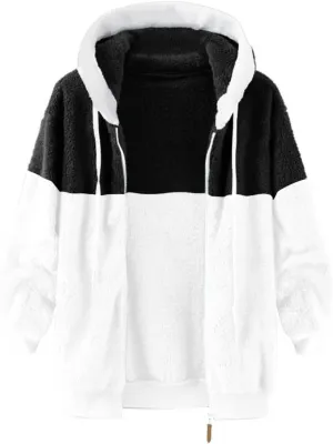 Women's Casual Fashion Loose Solid Color Hat Plus Fleece Collar Pocket Jacket