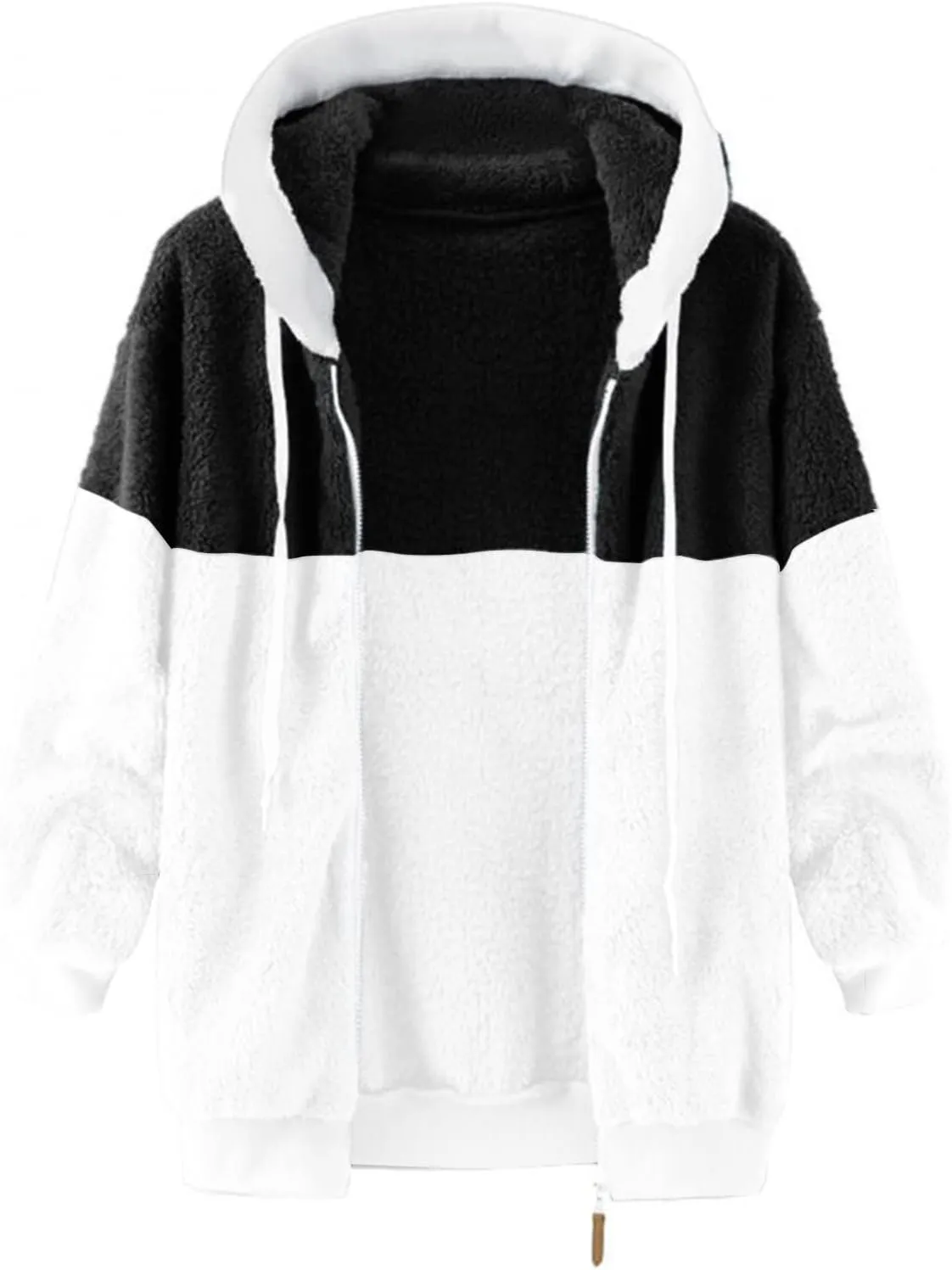 Women's Casual Fashion Loose Solid Color Hat Plus Fleece Collar Pocket Jacket