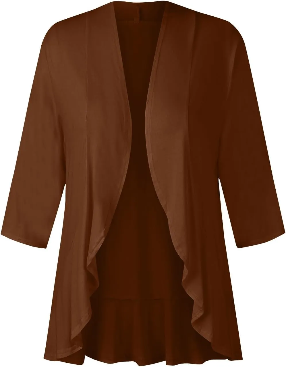 Womens Casual Lightweight Draped Ruffles Cardigans with Pockets 3/4 Sleeve Open Front Dusters