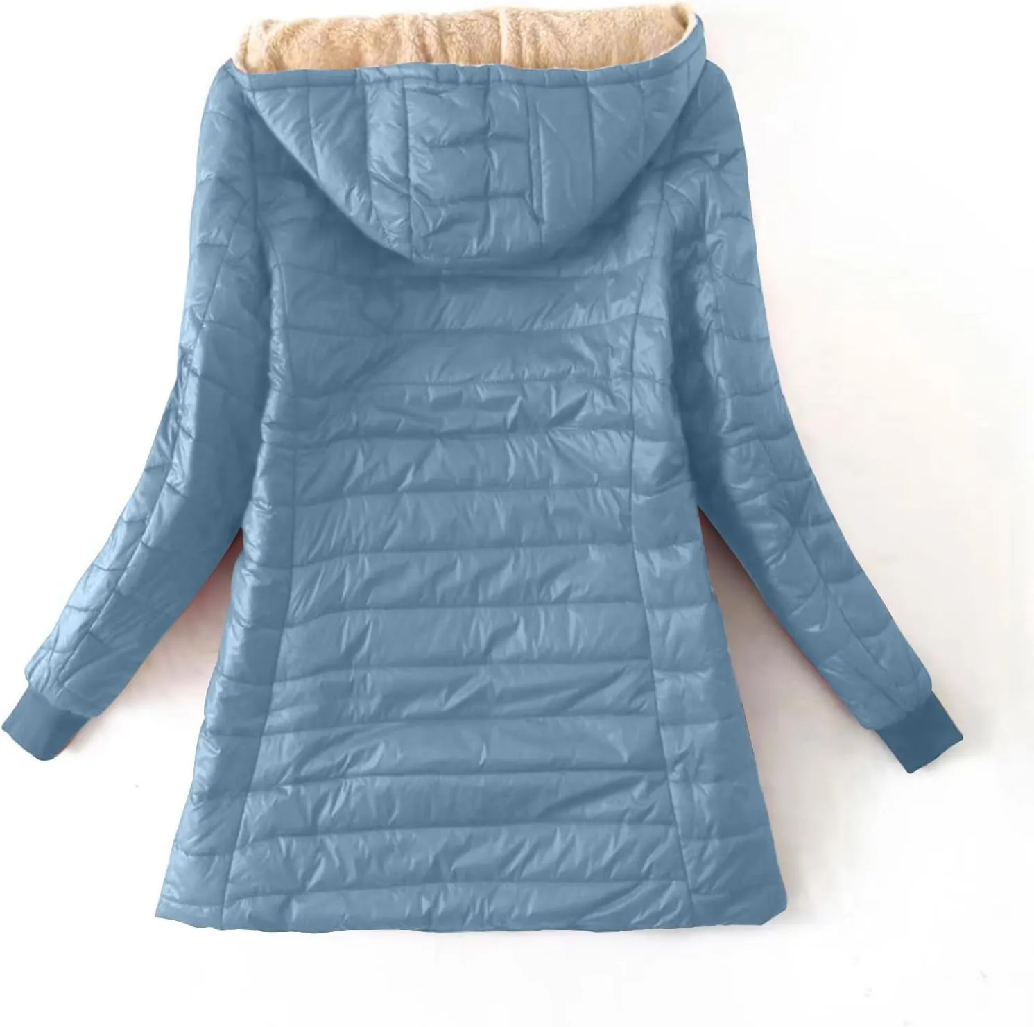 Women's Fleece Lined Cotton Padded Down Jacket Puffer Outerwear Full-Zip Warm Winter Hooded Quilted Coat with Pockets