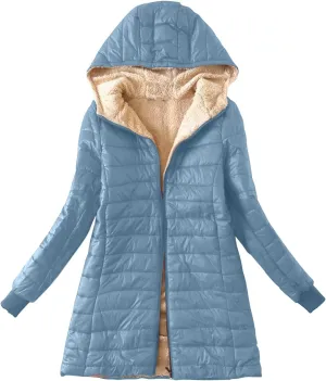 Women's Fleece Lined Cotton Padded Down Jacket Puffer Outerwear Full-Zip Warm Winter Hooded Quilted Coat with Pockets