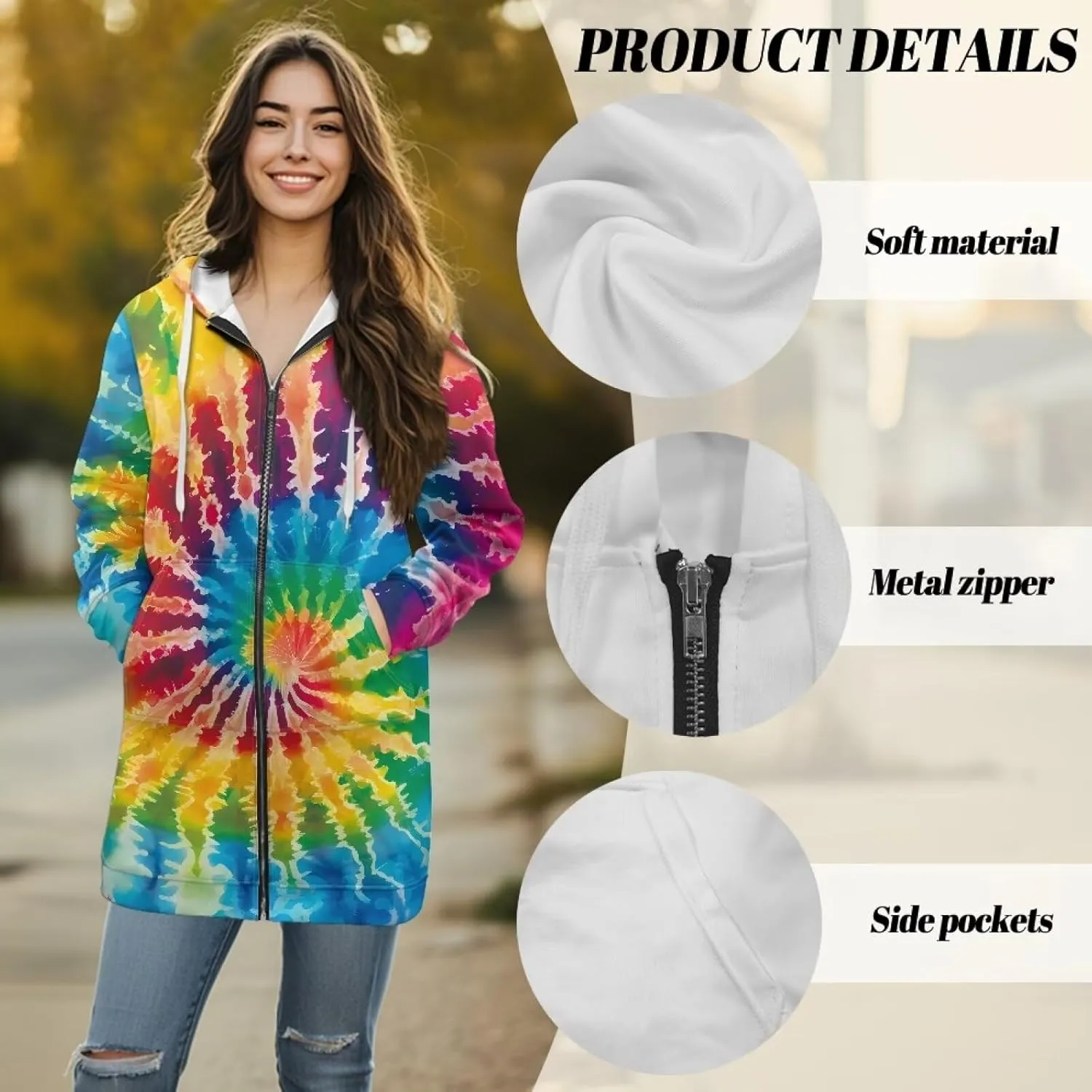 Women's Full Zip Up Hoodie Long Sleeve Zipper Pullover Hoodies Fall Long Jackets with Pockets Tunic Sweatshirt Cardigan S-3XL