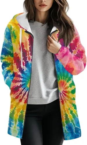 Women's Full Zip Up Hoodie Long Sleeve Zipper Pullover Hoodies Fall Long Jackets with Pockets Tunic Sweatshirt Cardigan S-3XL