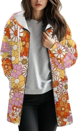 Women's Full Zip Up Hoodie Mid Long Zipper Hooded Sweatshirts Tunic Sweatshirt Cardigan Long Sleeve Jacket with Pockets S-3XL