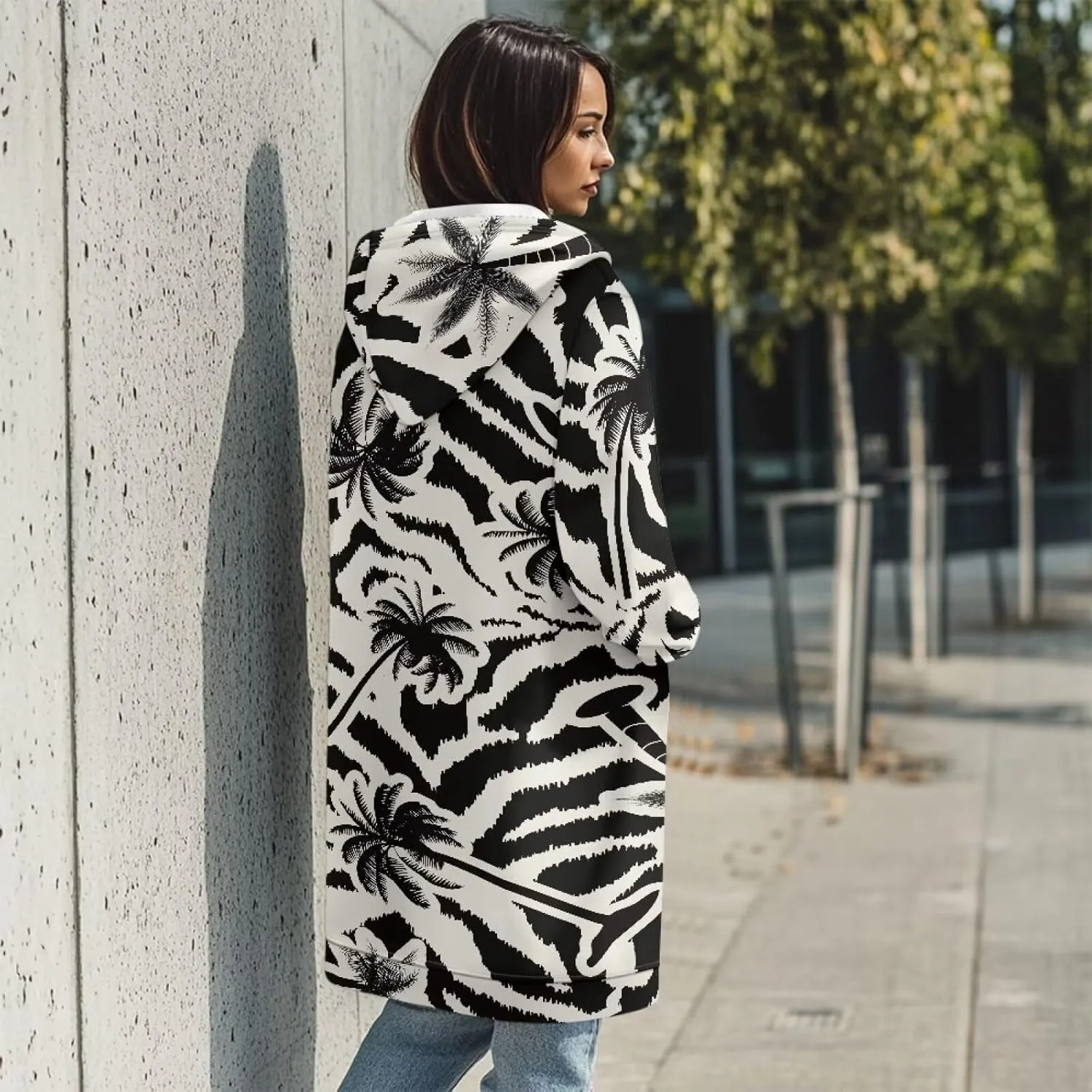 Women's Full Zip Up Hoodie Mid Long Zipper Hooded Sweatshirts Tunic Sweatshirt Cardigan Long Sleeve Jacket with Pockets S-3XL
