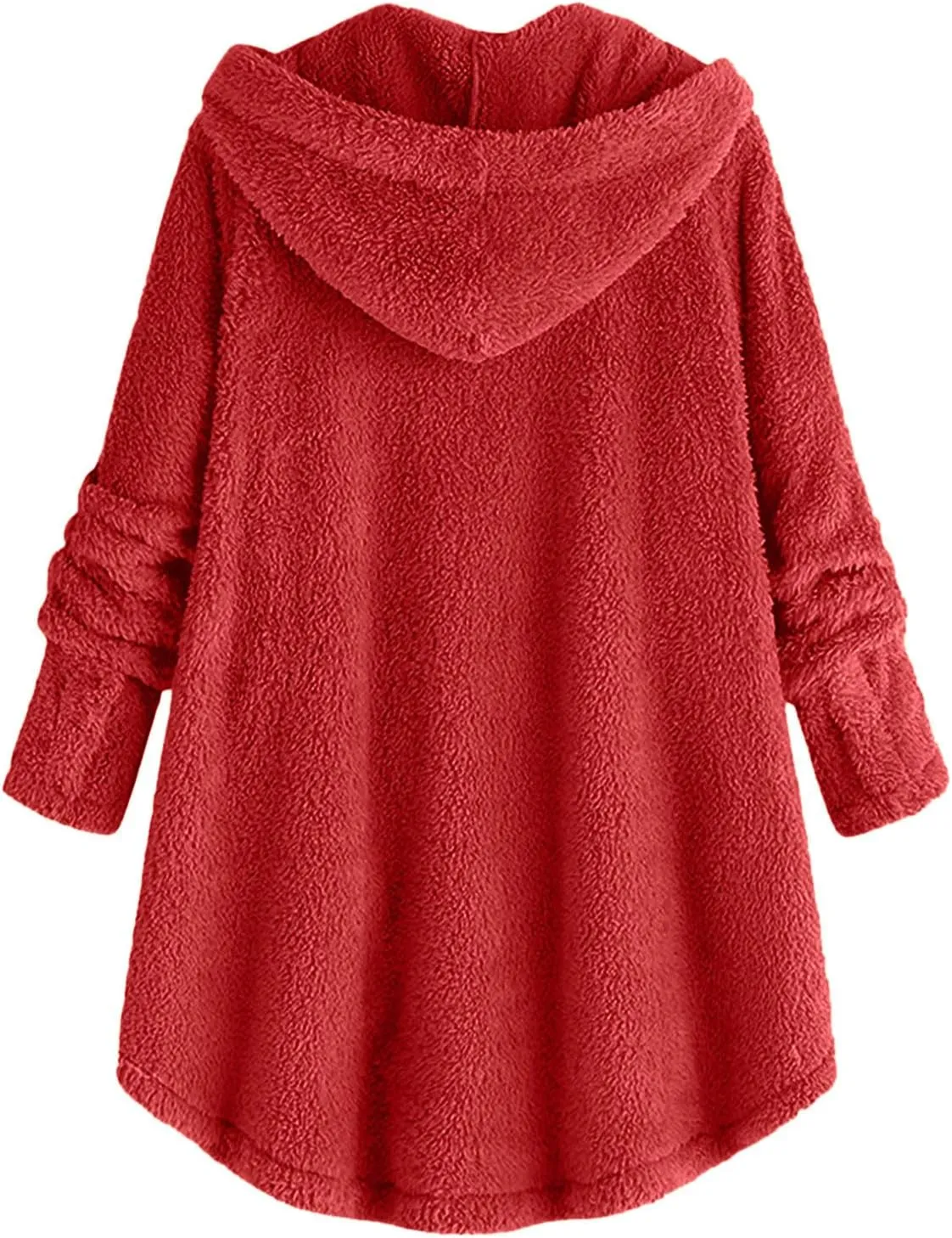 Women's Fuzzy Fleece Coat Plus Size Shearling Jacket Oversized Hoodie Sweater Coat Button Down Outerwear with Pockets
