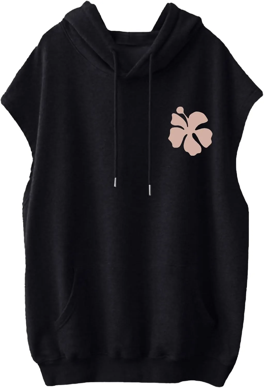 Womens Hawaii Hooded Tank Top,Palm Graphic Print Cap Sleeve Athletic Exercise Loose Fit Casual Oversized Hoodie Vest
