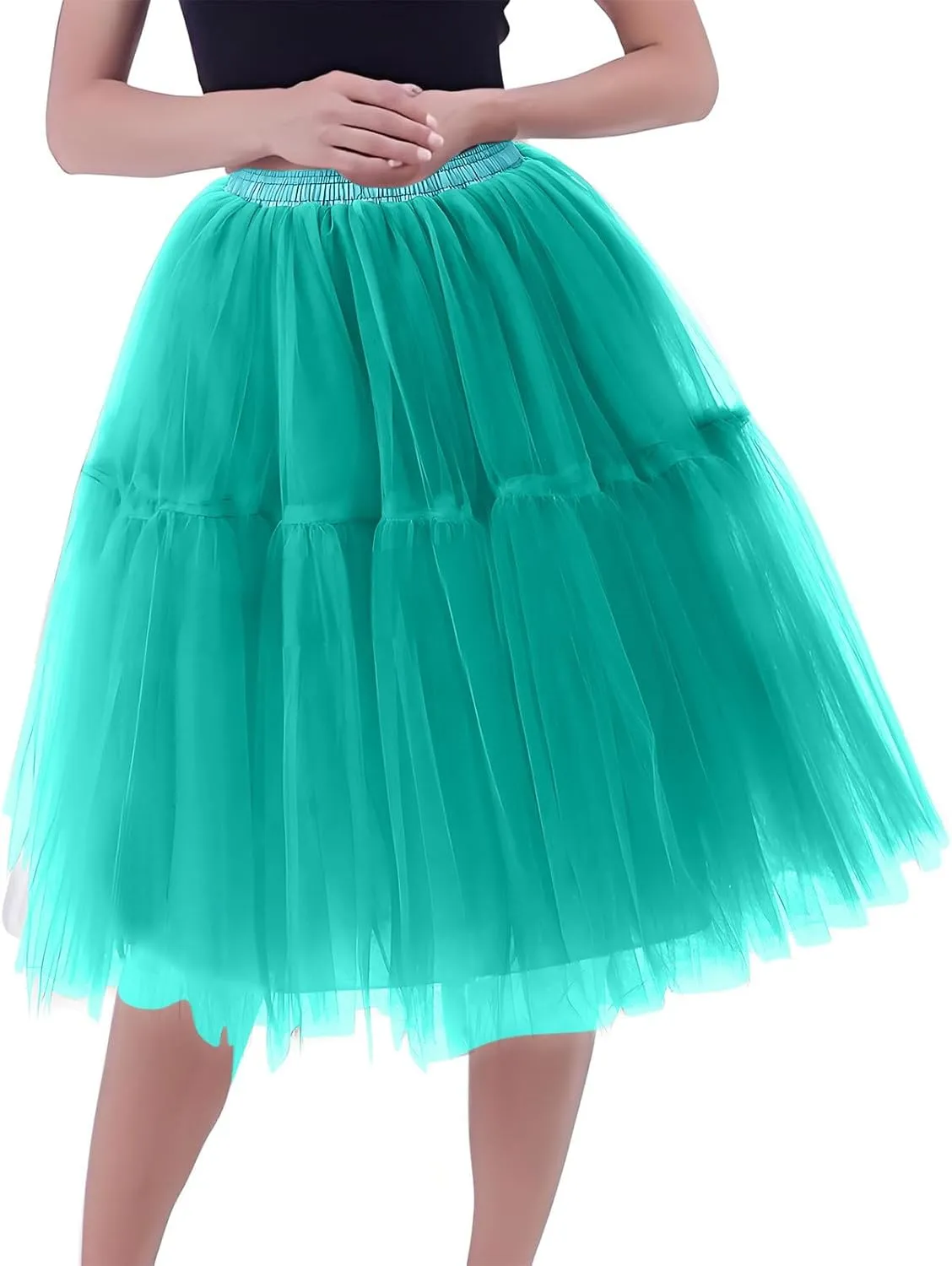 Women's Mesh Splicing Tulle Skirt Trendy Tutu Ball Skirts Comfy Flirty Cute Dress Petticoat Puffy Princess Skirt